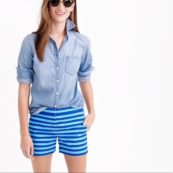 \J. Crew\• NWT Striped Short in Bright Ocean - Picture 1 of 9